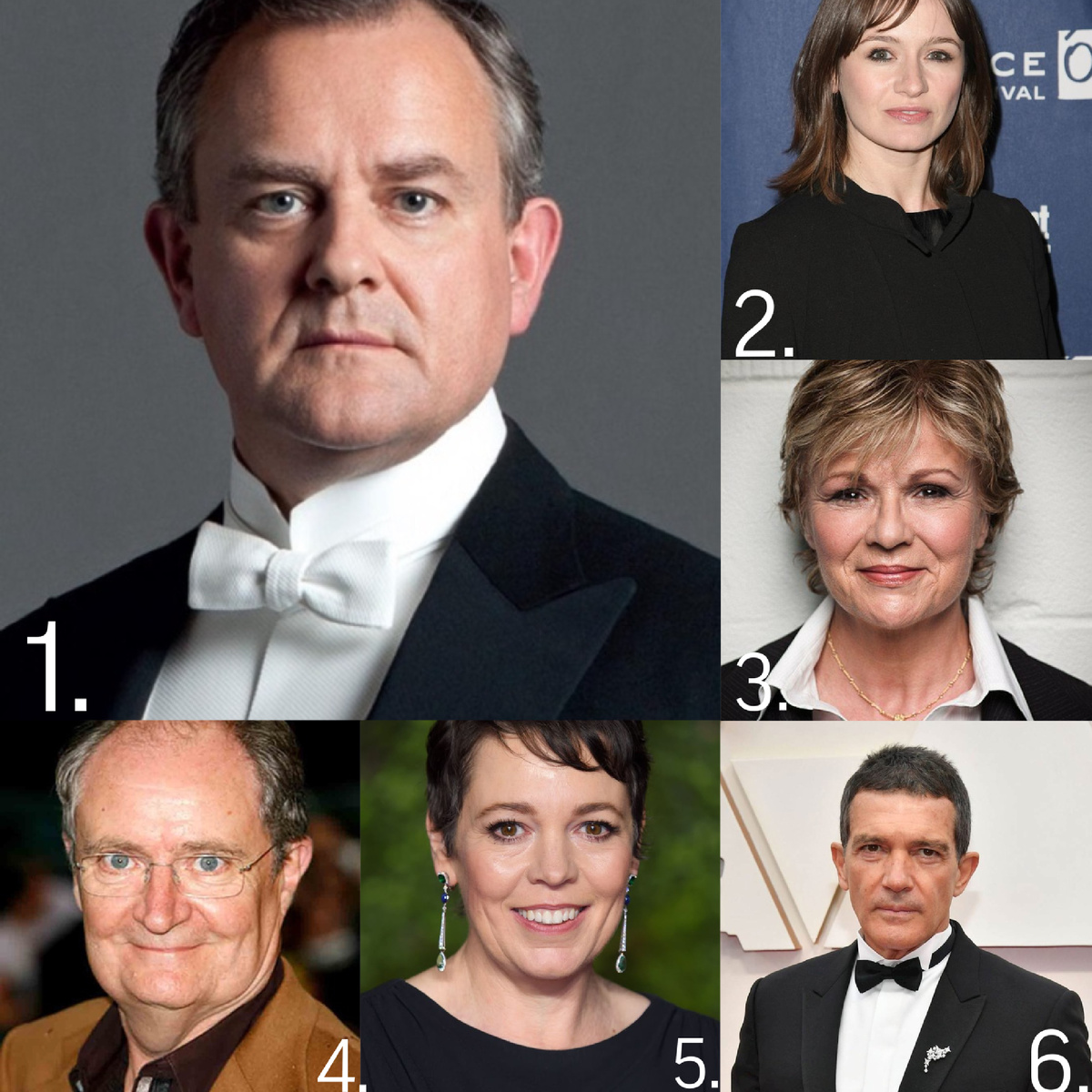 1. Хью Бонневилл 2. Эмили Мортимер 3. Джули Уолтерс 4. Джим Бродбент 5. Оливия Колман 6. Антонио Бандерас 