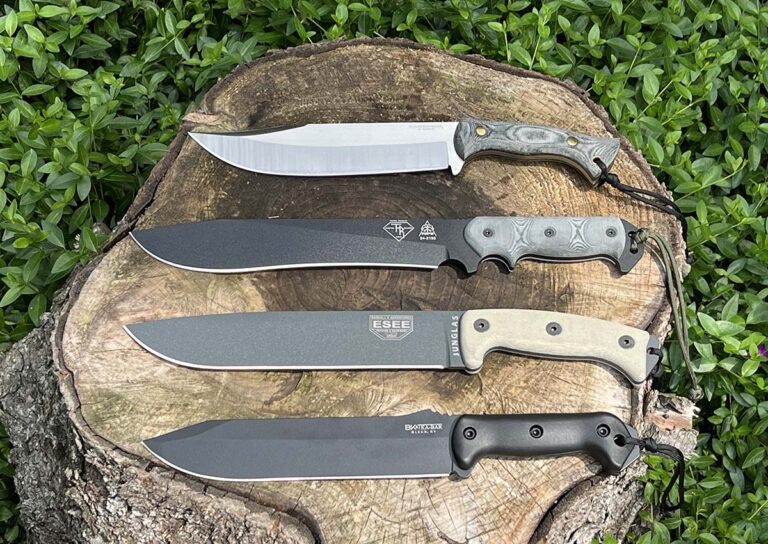 Все эти универсальные ножи — среднее между маленьким мачете и большим охотничьим. Сверху: Condor Plan A, Armageddon, ESEE Junglas, KA-BAR/Bekker BK9 Combat Bowie.
