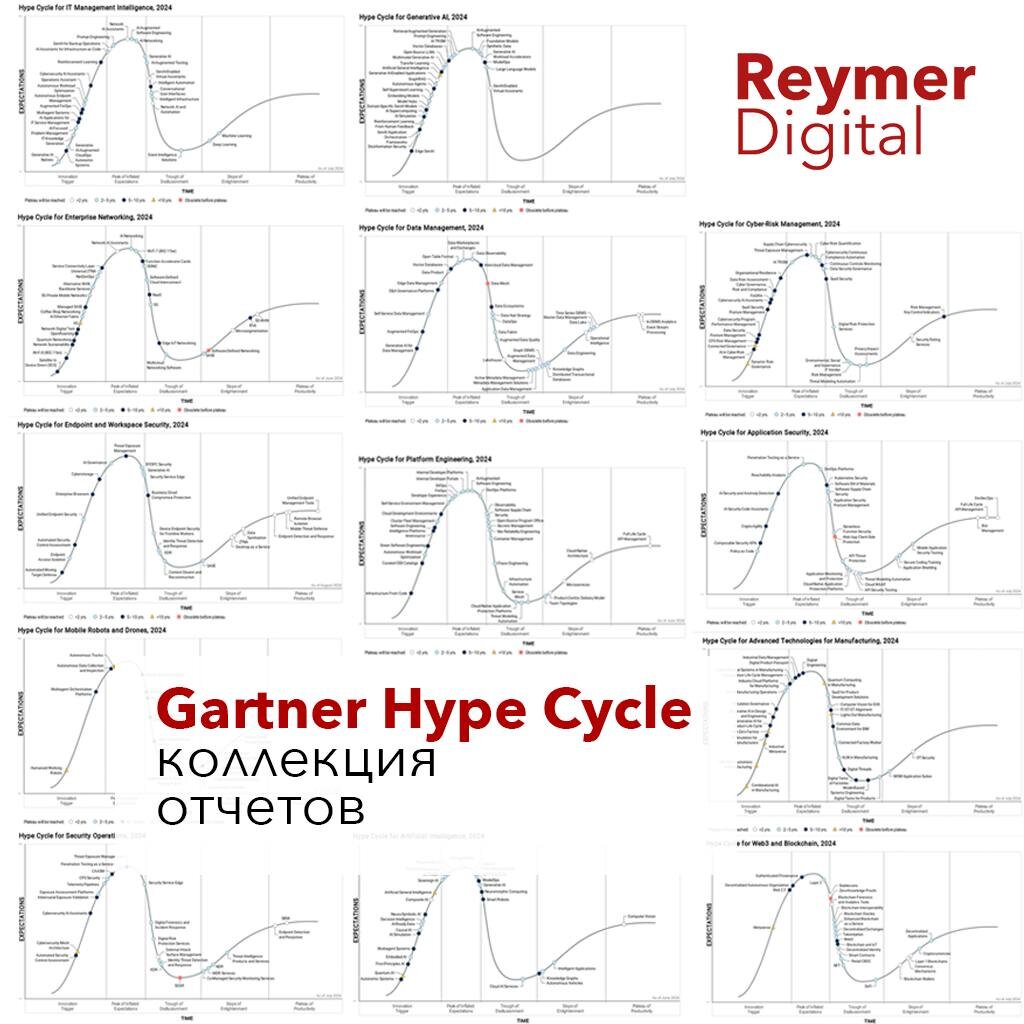 Полная коллекция актуальных отчетов Gartner Hype Cycle 2024 по 13 направлениям: AI, GenAI, Data Management, Security, Web3 и другим. Более 300 технологий с анализом.