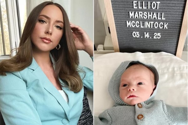 Хейли Джейд приветствует своего первенца. 