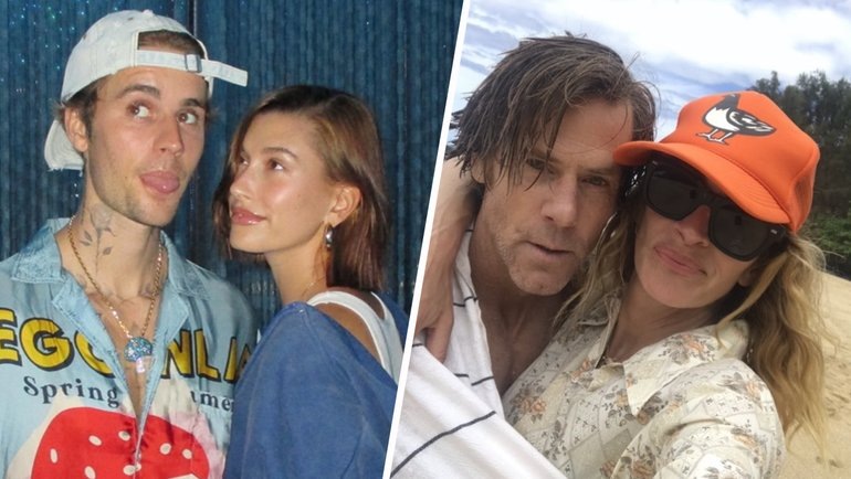    Хайли и Джастин Бибер, Джулия Робертс и Дэнни Модер.Личные аккаунты Хайли Бибер и Джулии Робертс соцсети