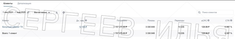 Открученный рекламный бюджет в ВК за 2024 год на сегмент НОВОСТРОЙКИ СПБ