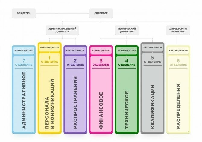 Организационная структура компании из 7 отделений, я попал в самое правое (отделение 6)