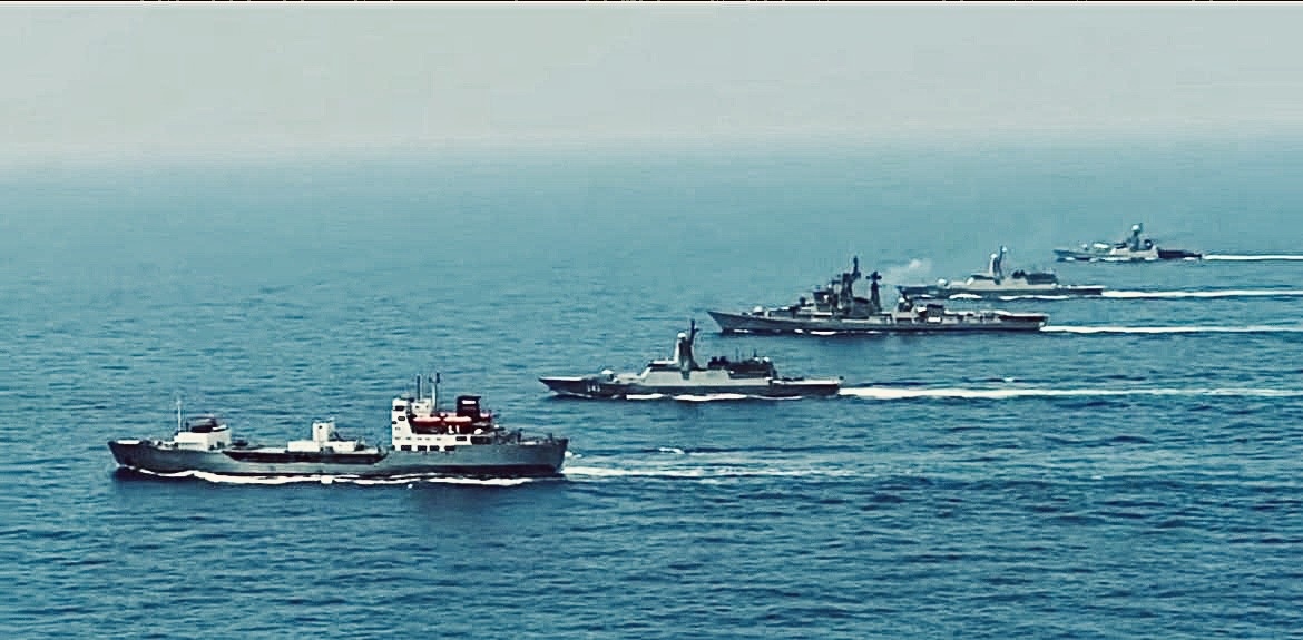 Совместный российско-индийский отряд кораблей в ходе учения «Индра Нэви - 2025»