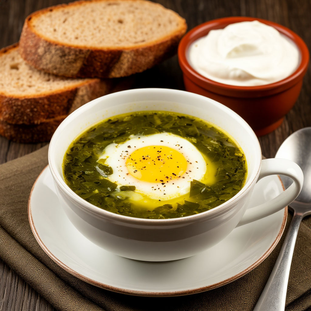 Зелёный борщ. Картинка создана автором в Шедеврум