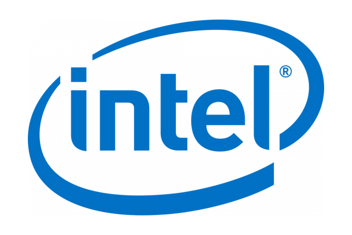Логотип компании Intel с 2005 по 2020 годы.