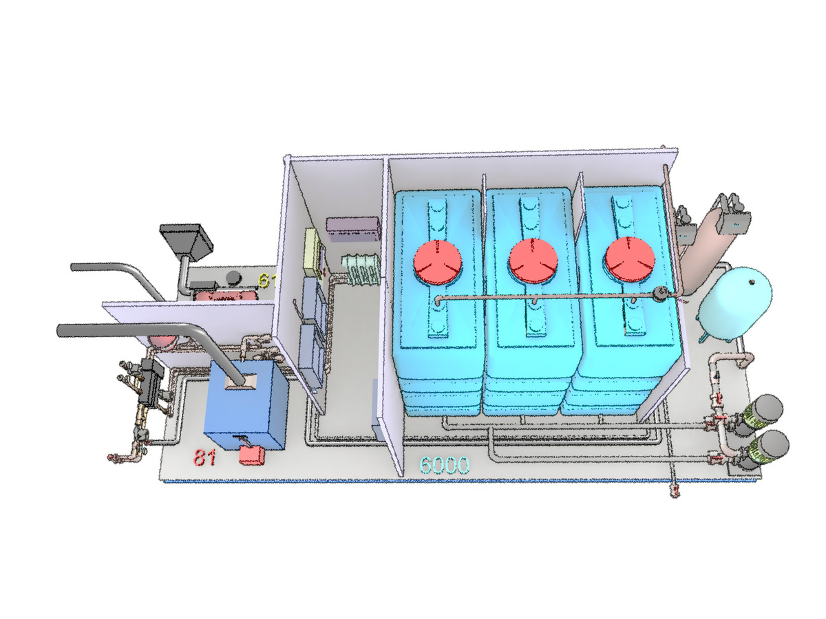 Размещение оборудования внутри двадцатифутового морского контейнера.
