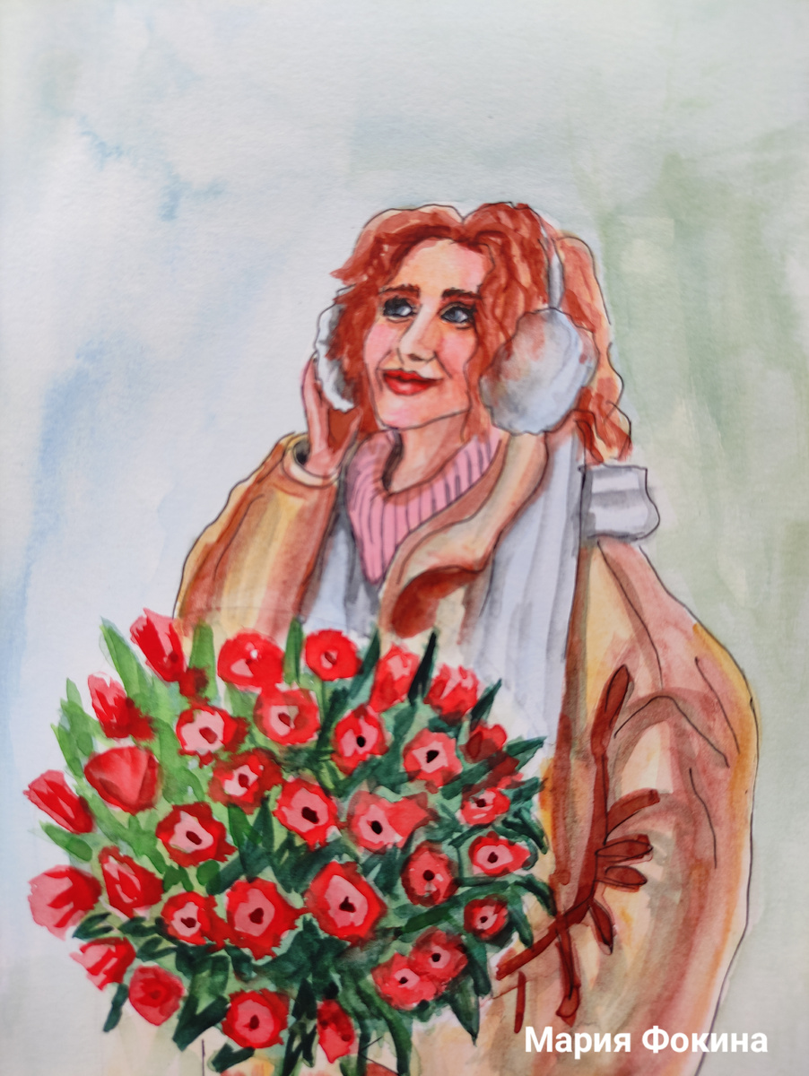 Мне кажется я смогла передать настроение весны и радость девушки. 