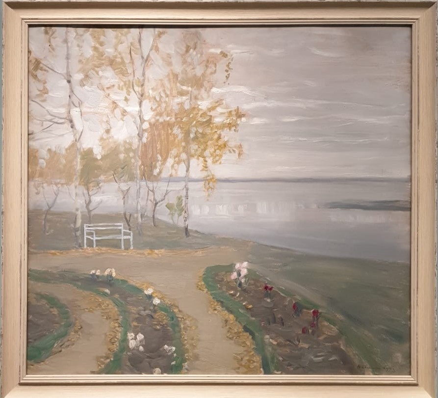 В.К.Бялыницкий-Бируля Скамейка у Валдайского озера Холст, масло