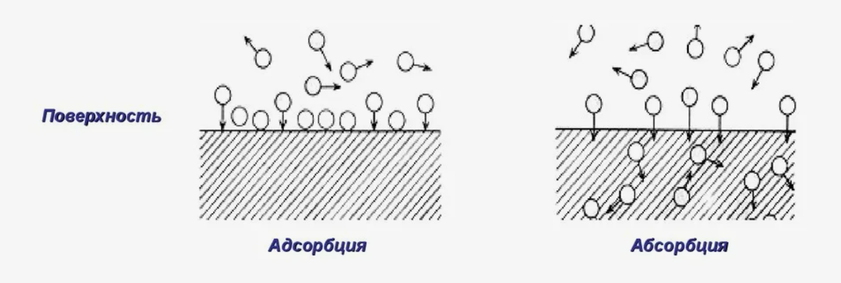 Отличие адсорбации от абсорбации