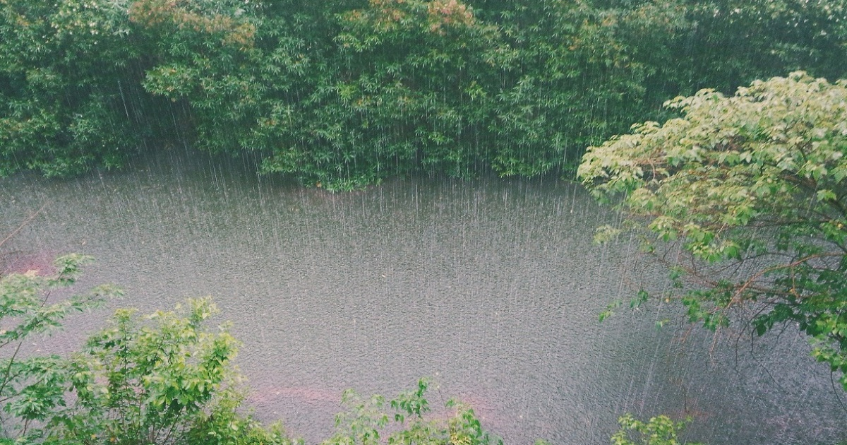 ливень над рекой