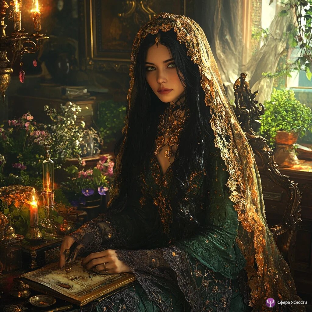 Образ знахарки, прошлые инкарнации прекрасных Душ. ИИ генерация: Savmea. Источник: https://sferayasnosti.site/gallery Источник: https://sferayasnosti.site/gallery