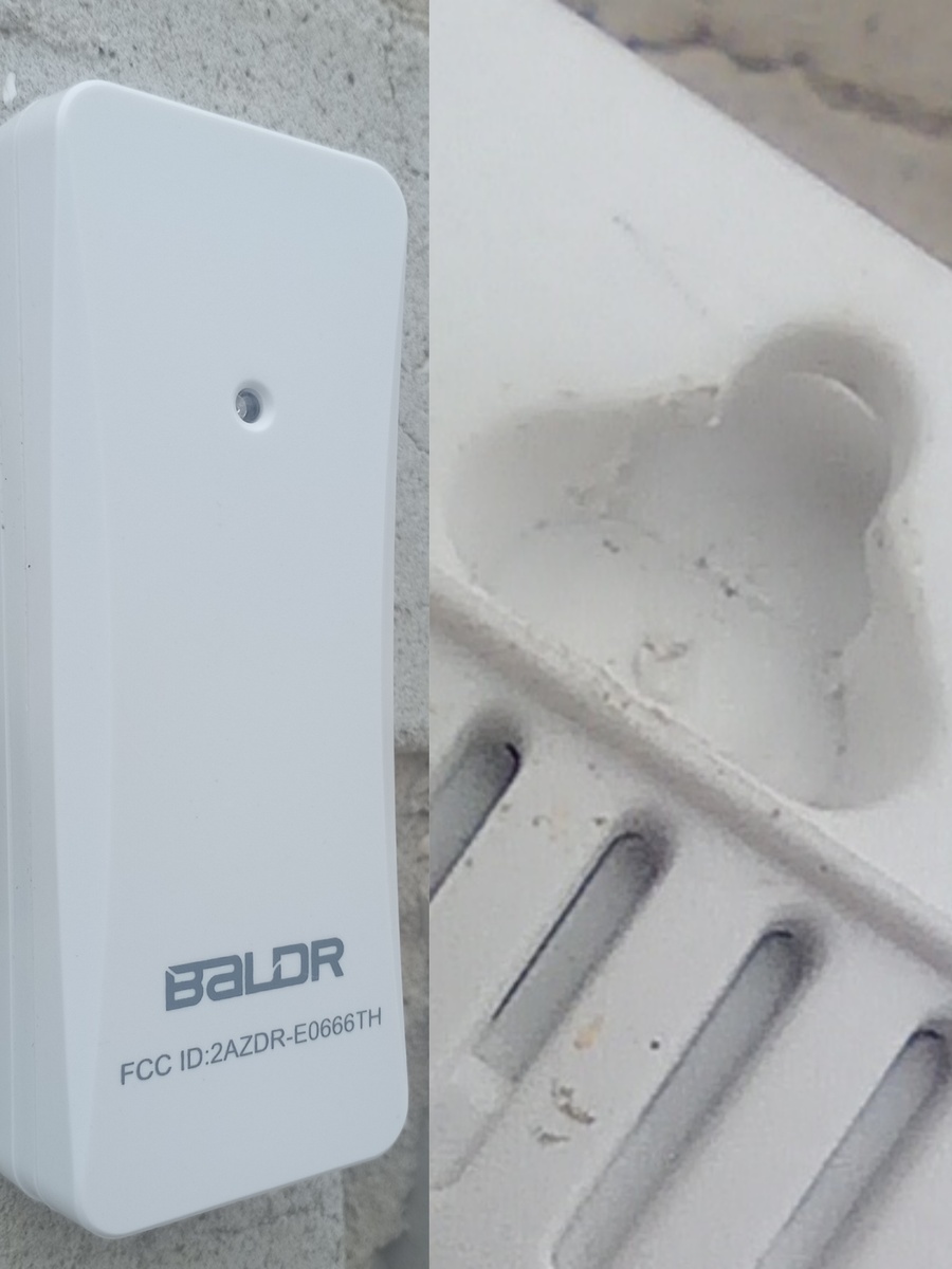 Фото автора. Беспроводной датчик (внешний вид и место крепления) 