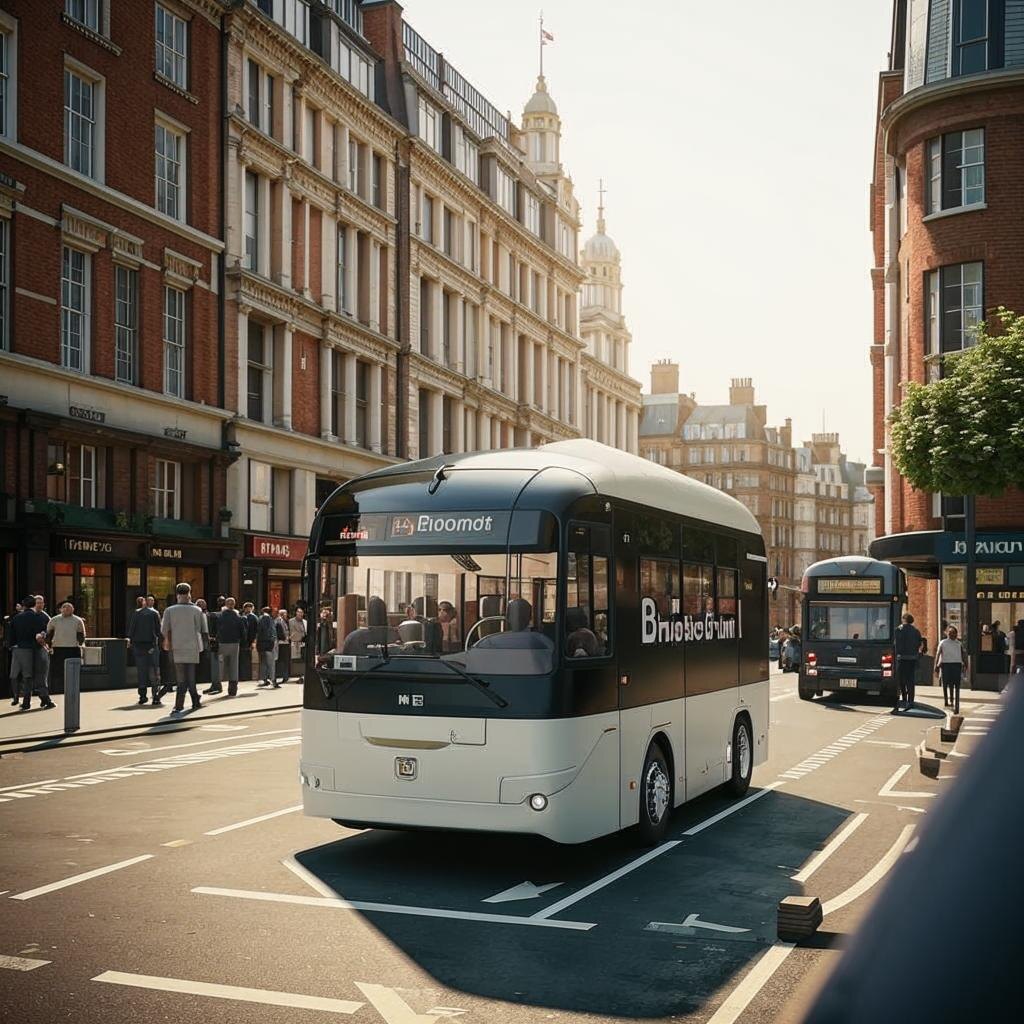 Беспилотный автобус по маршруту  на улицах Сандерленда.