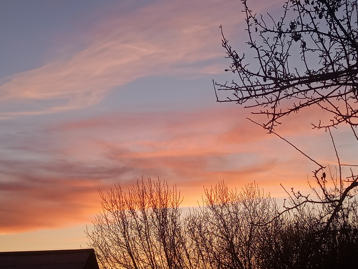 Оранжевые волокна облаков транспортируют весеннее тепло и заряд положительной энергии.