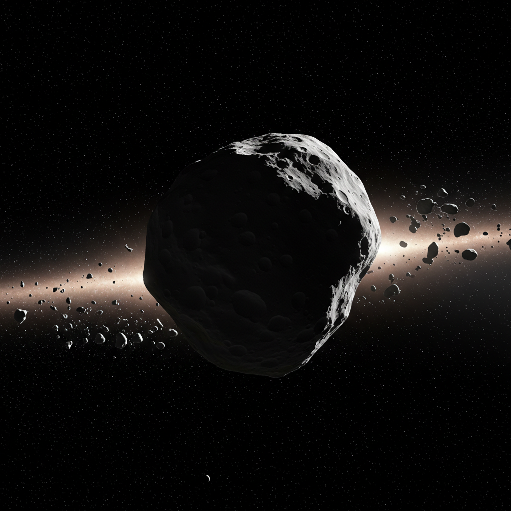 Если астероид 2024 YR4 столкнется с Луной, последствия могут включать выброс лунного вещества в околоземное пространство. Художественное представление (Создано ИИ)