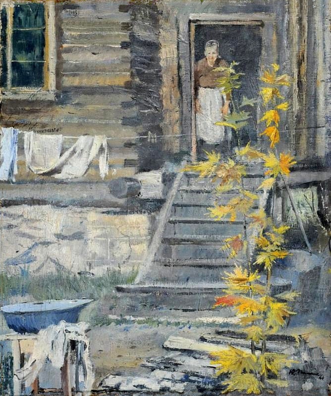 "Крыльцо", 1946 год. Холст, масло 35 х 29 см. Саратовский государственный художественный музей имени А.Н. Радищева