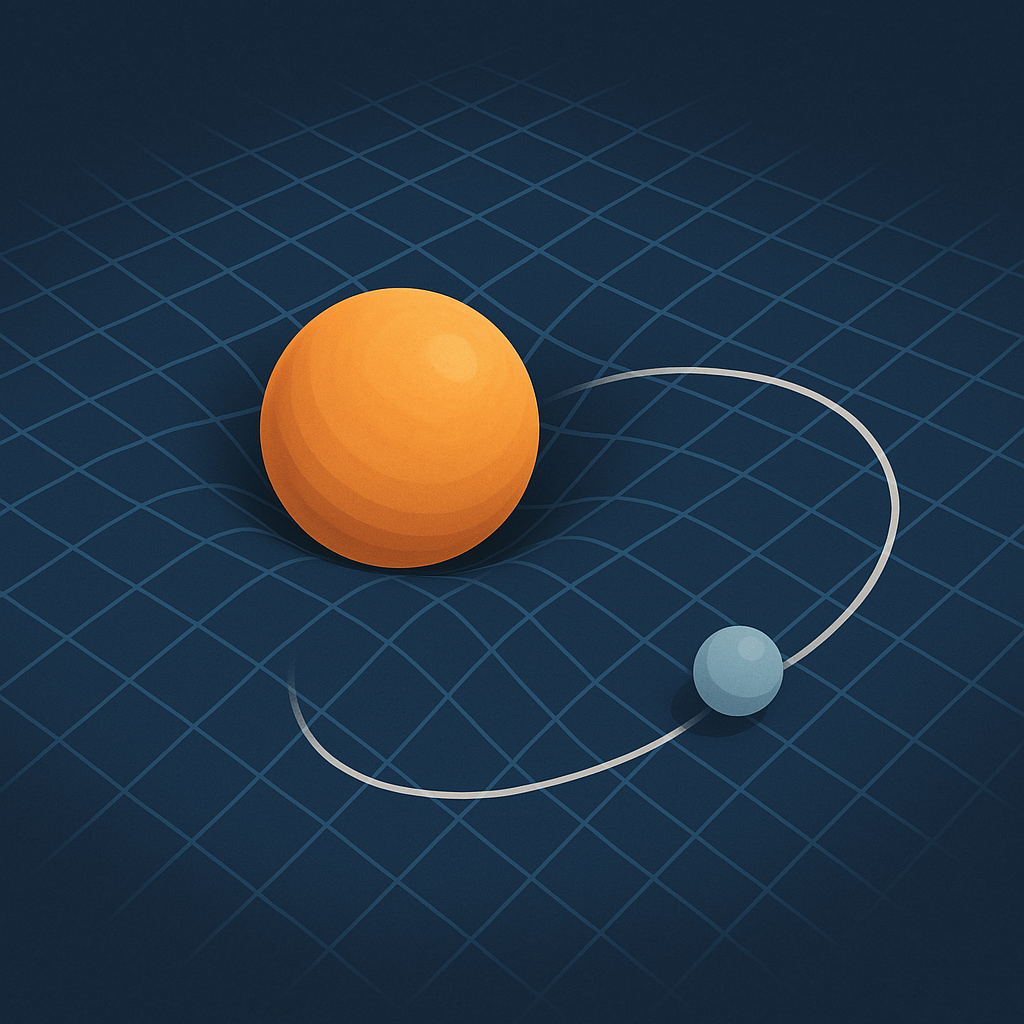Вот как это работает: представьте, что пространство — это натянутая плёнка, а массивные тела «проминают» её, изменяя движение всего вокруг.