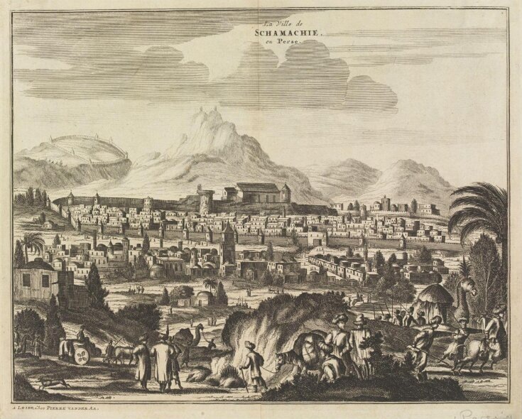 На фото: Город Шемаха_1729_Pieter van der Aa. La Ville de Schamachie en Perse.