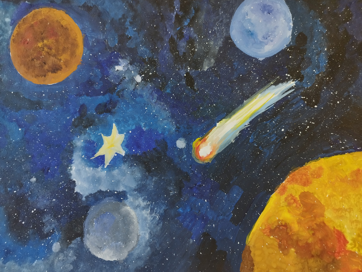 Космос. Моя дочь со своими воспитанниками тоже готовится к Дню космонавтики.