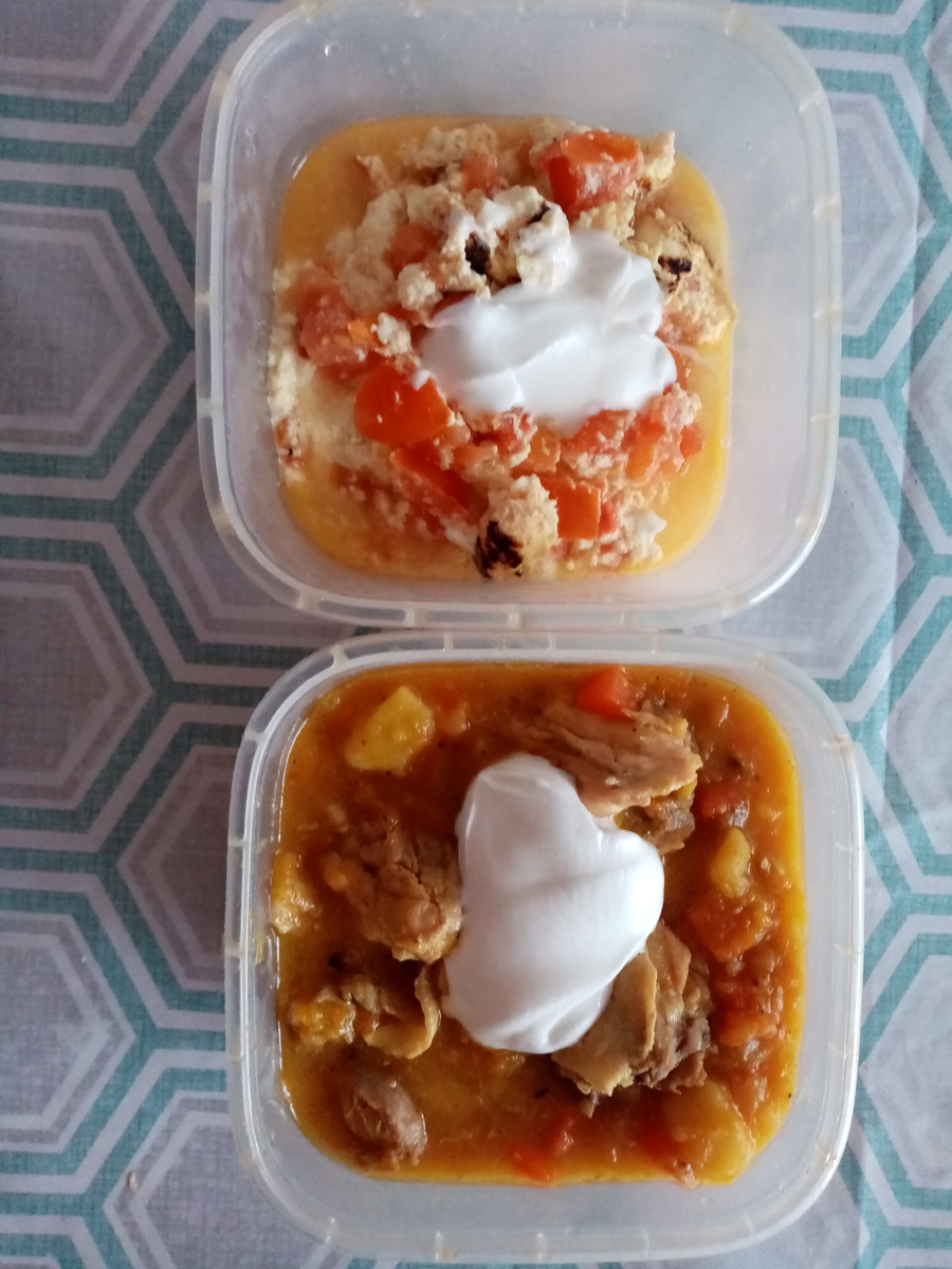 Омлет с помидорами, рагу