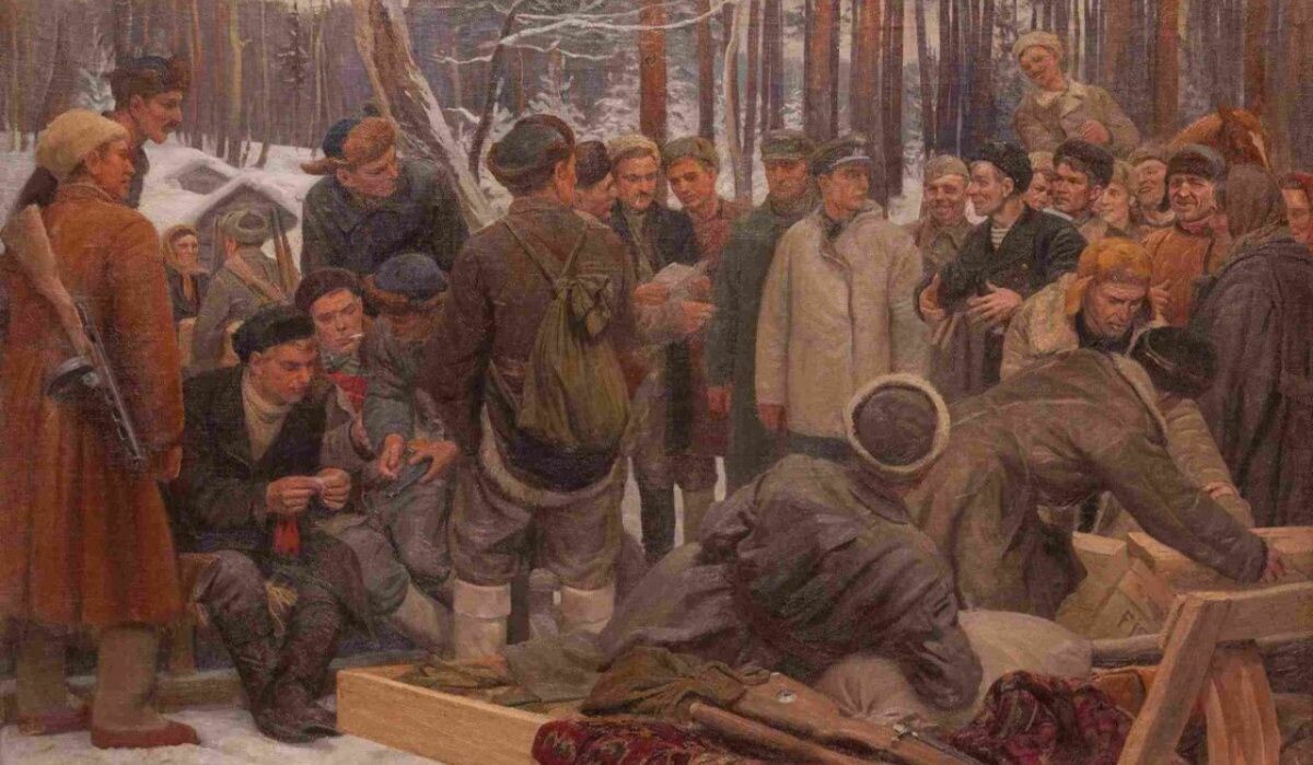     Картина «В стане партизанском» народного художника РСФСР Николая Соломина Источник: victorymuseum.ru Автор фото: Пресс-служба Музея Победы