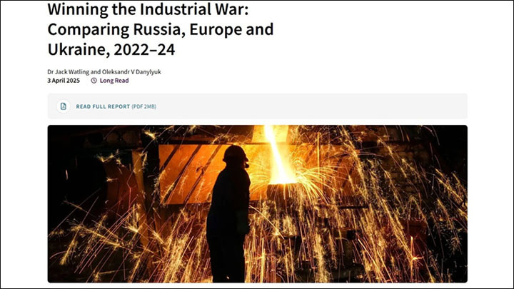    Россия побеждает в индустриальной гонке//Скриншот страницы с сайта RUSI