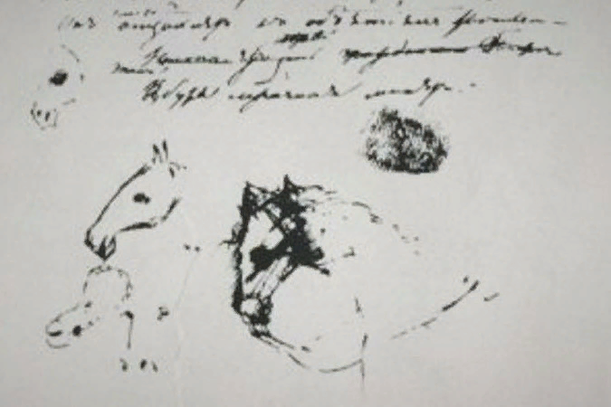 Рисунок на рукописи стихотворения "Андрей Шенье".