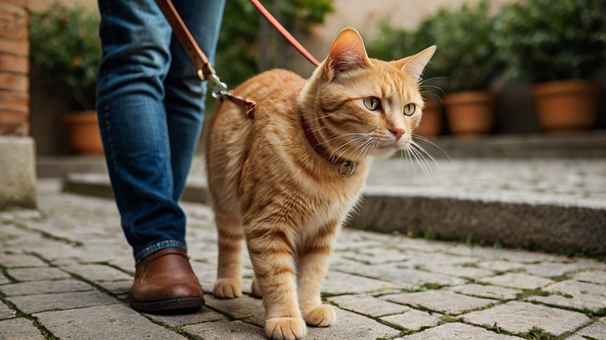 Начинайте выгул кошки с коротких прогулок в спокойных местах
