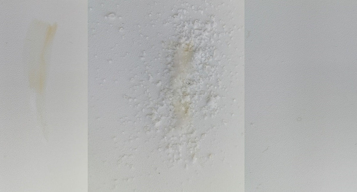 Было пятно от клея Момент, нанесла соль, Результат: все чисто!