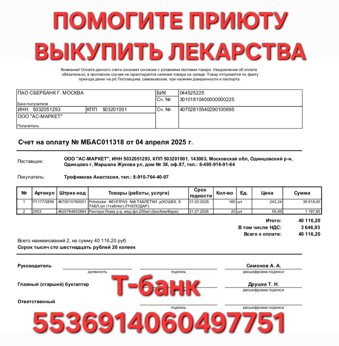 Фото автора. Помогите выкупить лекарства.