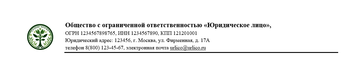 Фирменный бланк ООО: образец шапки