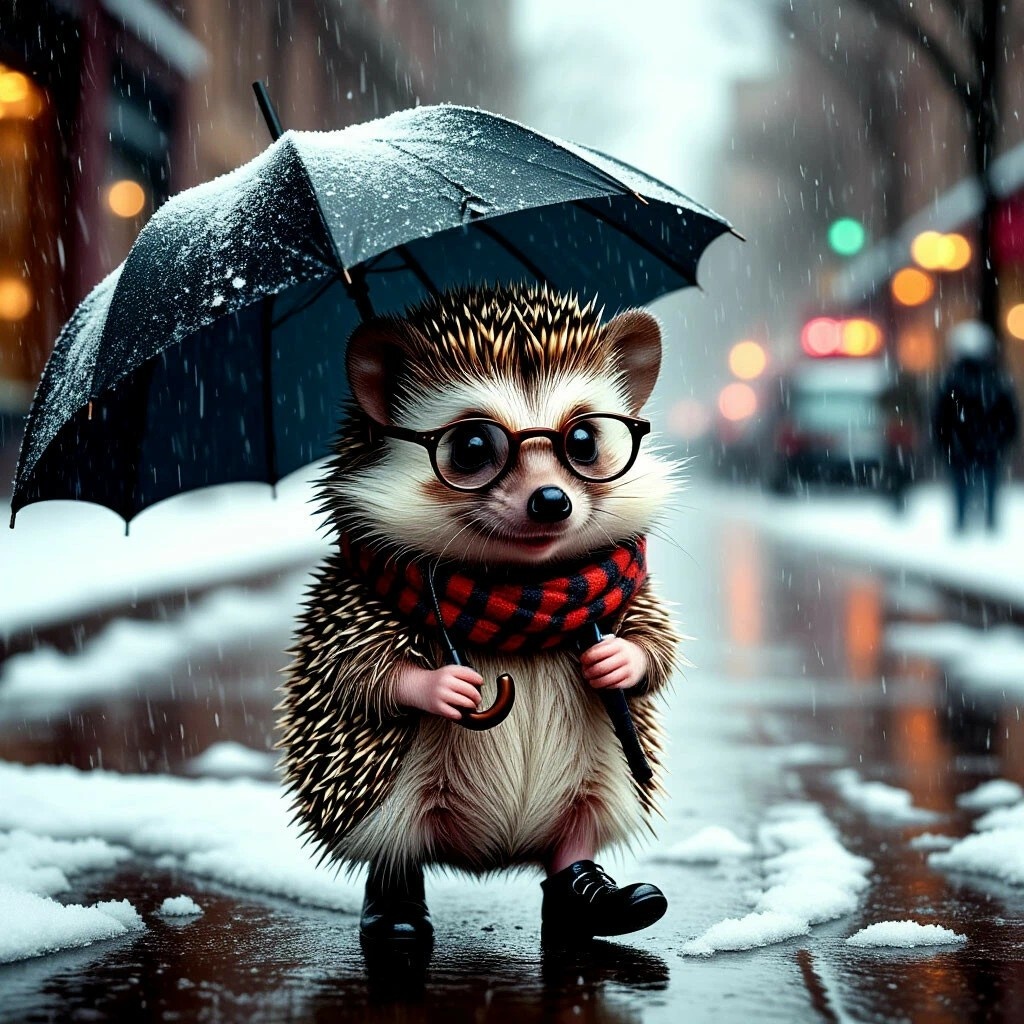 Ёжик в весеннем городе. Сгенерировано нейросетью Шедеврум по запросу автора. А что? Вот такая вот нынче весна🤗