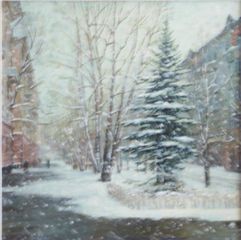 Художник Валентин Павлов 🎨🖌️ Снегопад в апреле. 1998.