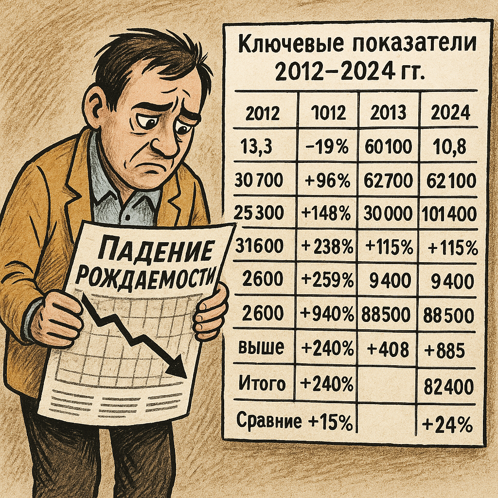 Демографический спад: Россия 2012–2024
