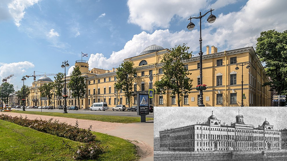 Здание Морского кадетского корпуса (в углу - 1852г.)