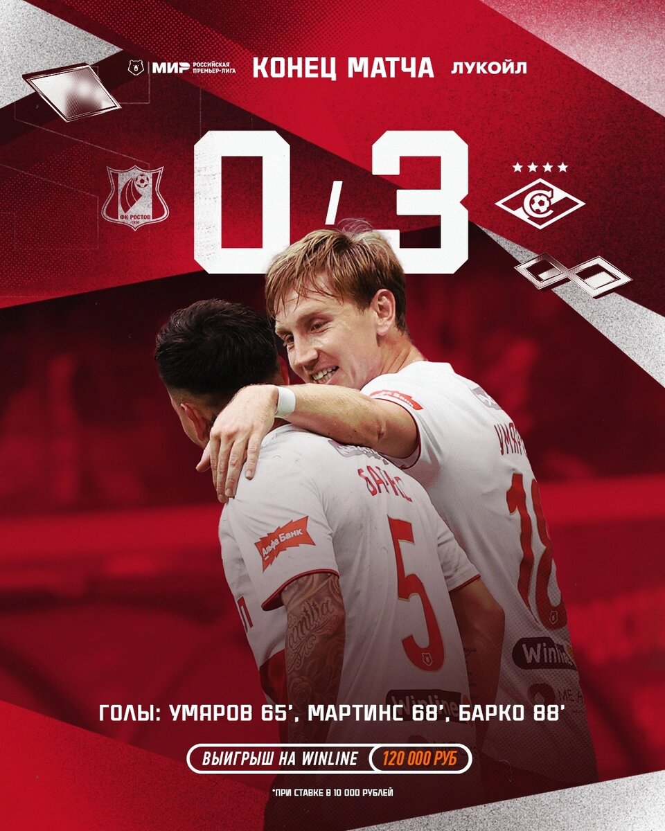 "Ростов" 0:3 "Спартак"