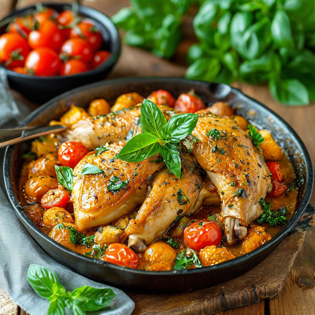 При тушении курица насыщается вкусом и ароматом используемых ингредиентов, что делает каждый кусочек нежным и сочным. Это блюдо может стать настоящим открытием для любителей итальянской кухни и перенести их в волшебный мир вкусов и ароматов.