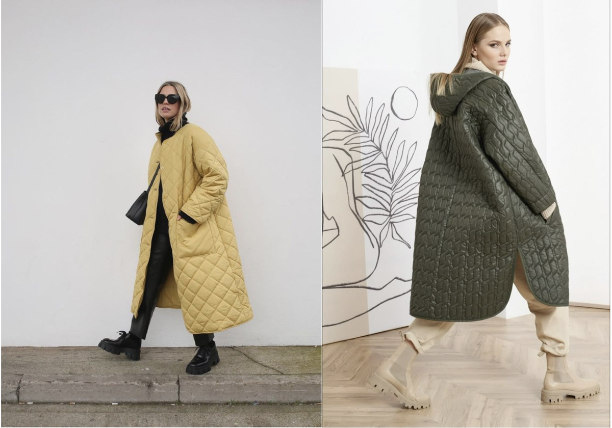 Длинные стеганые пальтишки - наши лучшие друзья в холод и сырость. 