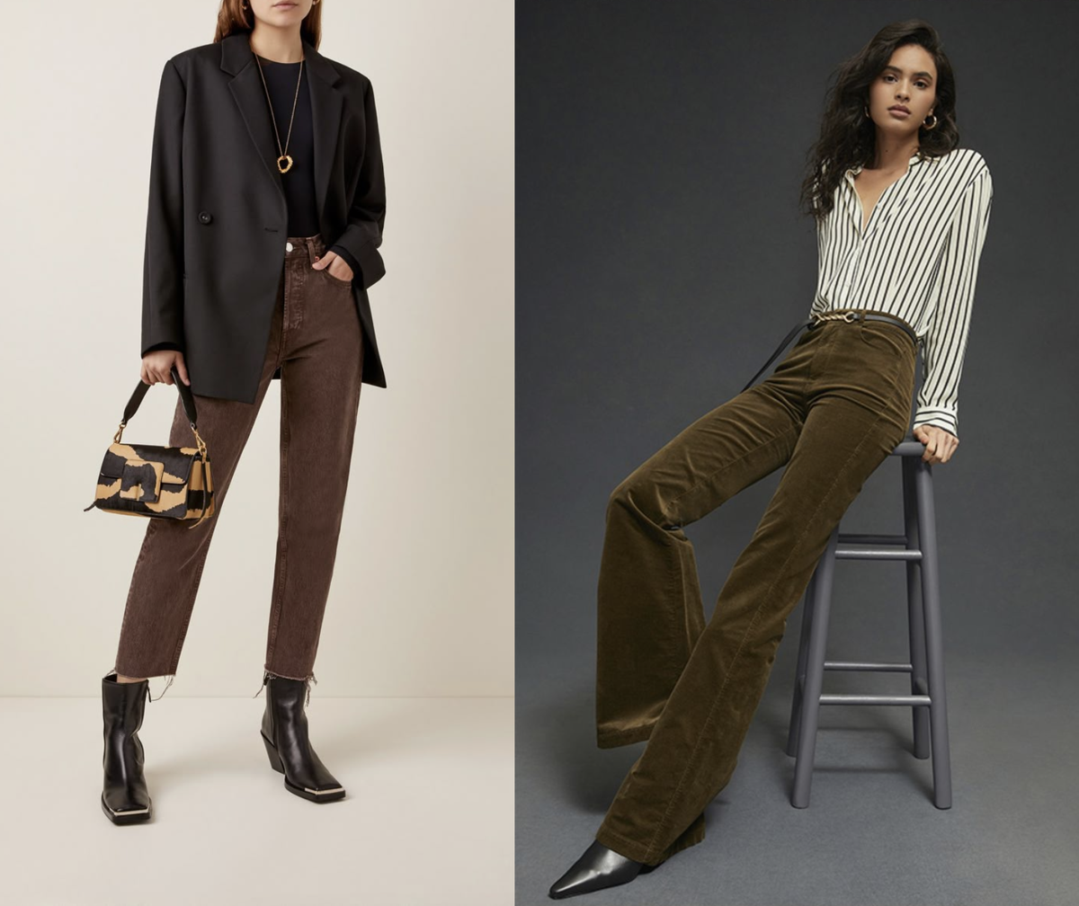 Джинсы сейчас, кстати, лучше всего брать шоколадные, оливковые, бордовые и "ирисочные" - "вкусная" гамма в ходу. 