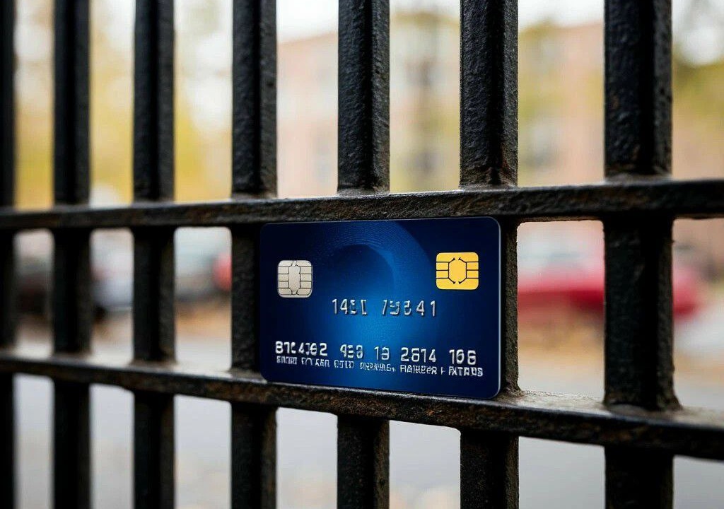 банковская карта за решеткой