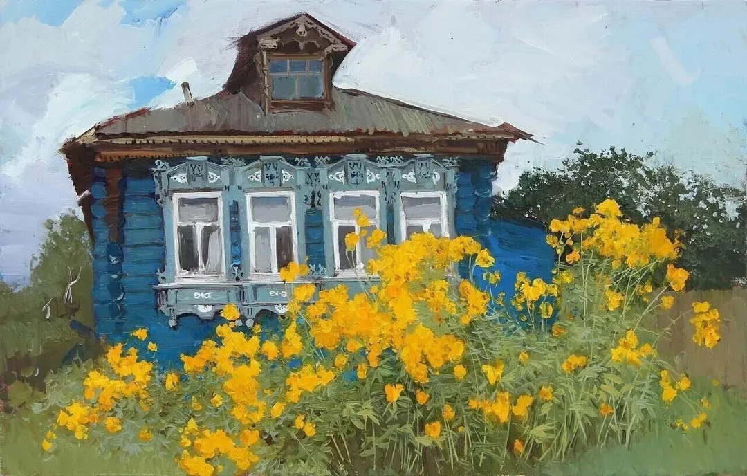 Золото на синем. 45-70 холст масло 2023