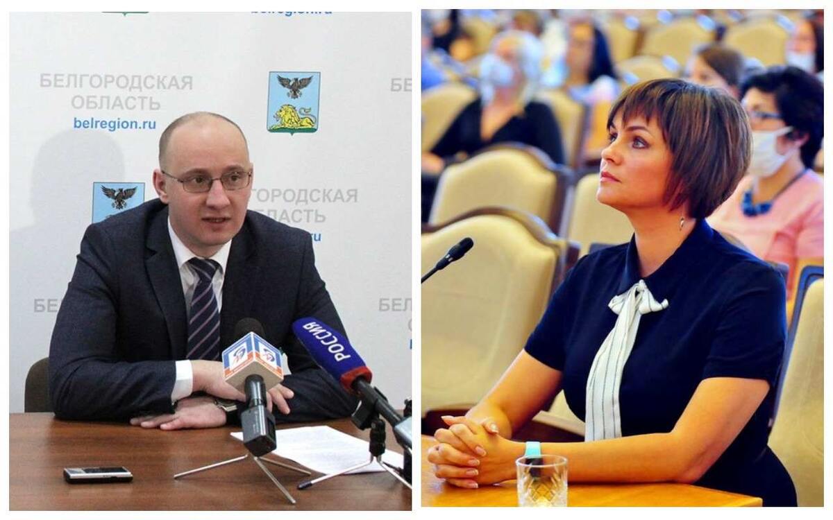    Губернатор Белгородской области Вячеслав Гладков объявил об отставке двух министров региона На фотографиях Константин Курганский и Наталья Жигалова