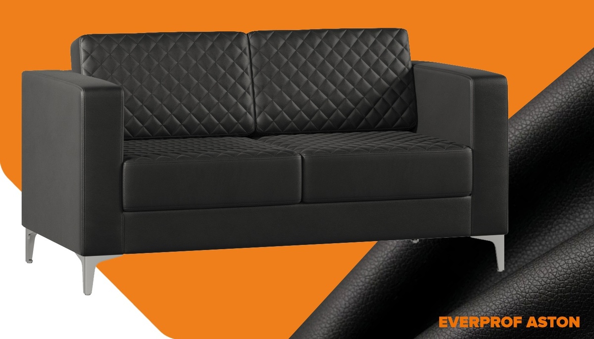 Диван Everprof Aston двухместный Экокожа Черный