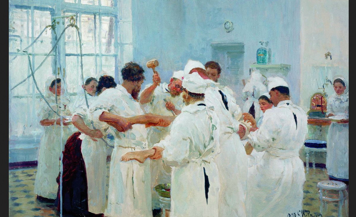 Илья Репин. "Хирург Е.В. Павлов в операционном зале", 1888.