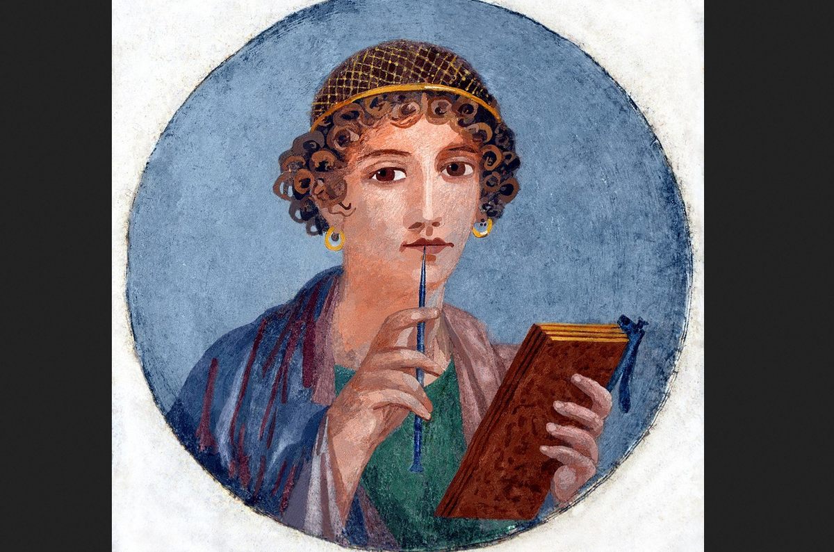 Помпейская фреска. предположительно изображающая Сапфо