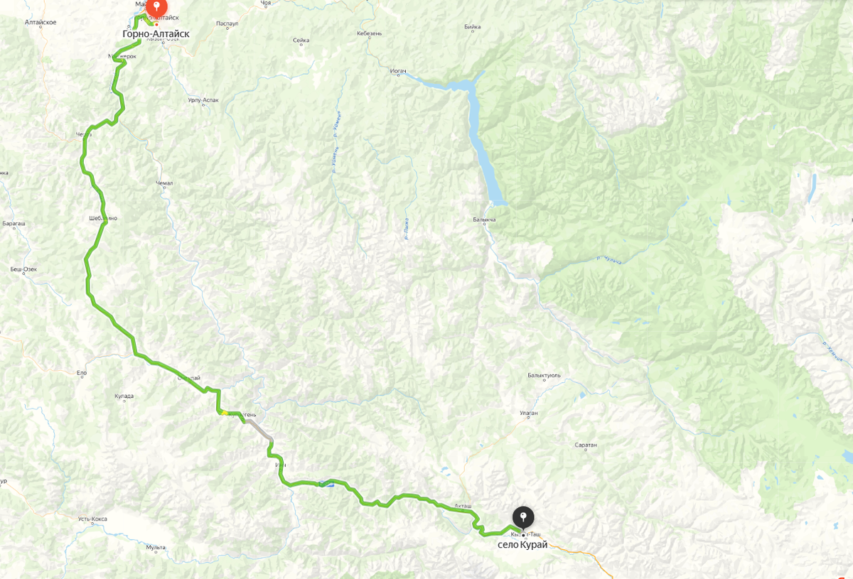 Горно-Алтайск - село Курай - Маршрут по Чуйскому тракту.