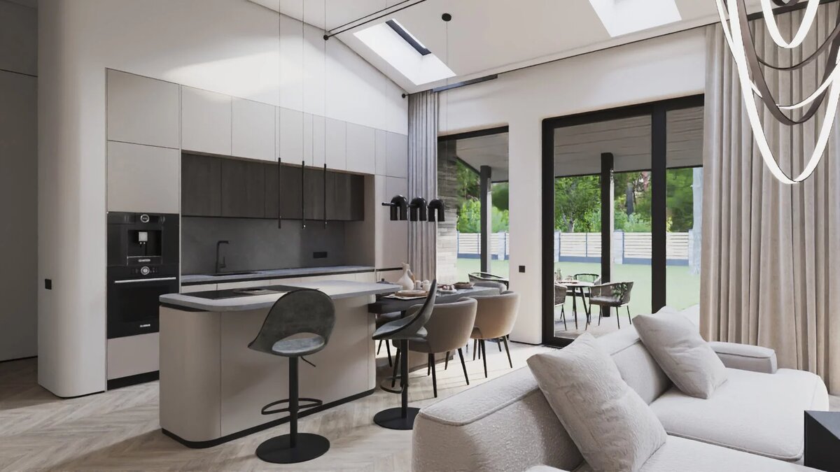 Интерьер одноэтажного дома 160м² в Юрьево Берег