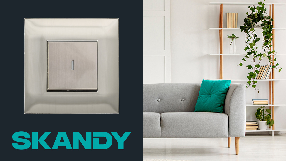 Механизмы SKANDY IEK в металле «Глянцевый никель» — прочная конструкция в элегантной форме