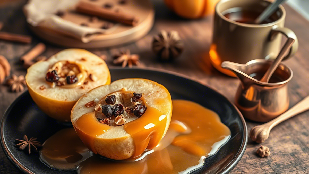 Запеченные яблоки с карамельным соусом
